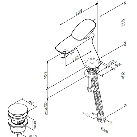 Смеситель для раковины с донным клапаном AM.PM Spirit 2.0 F70A82100