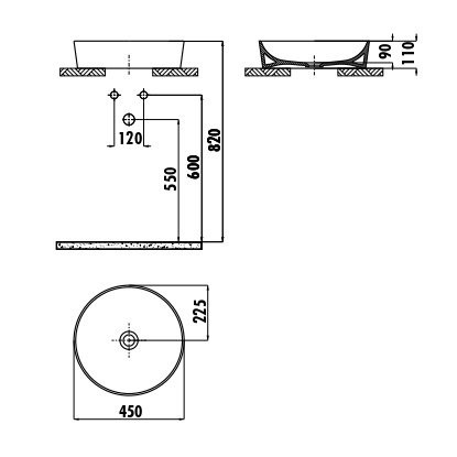 CREAVIT Раковина мебельная 45 см UL145