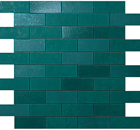 Настенная/напольная плитка из белой глины Ewall Petroleum Green MiniBrick