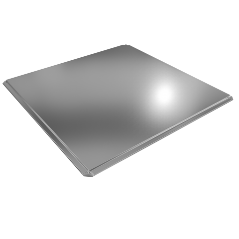 Кассета алюминий 595х595 мм открытый тип, серебро, кромка "Line" 0,3 мм