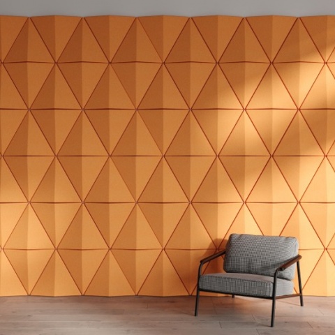 Панель акустическая декоративная треугольник равносторонний с печатью 340x295