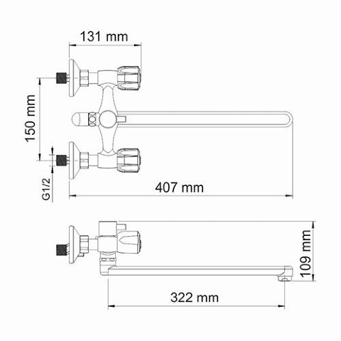 Смеситель для ванны с длинным изливом Amper арт. 2902L