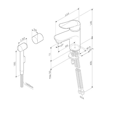 Смеситель для раковины с гигиеническим душем AM.PM F85C03000
