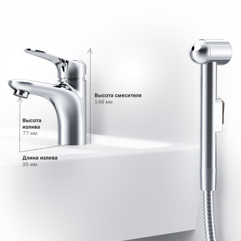 Смеситель для раковины с гигиеническим душем AM.PM F85C03000