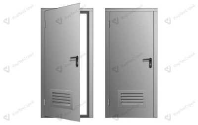 Однопольная противопожарная дверь с вентиляционное решеткой ДПС-1 Ei-60