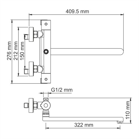 Термостатический смеситель для ванны с длинным изливом Berkel арт. 4822L Thermo