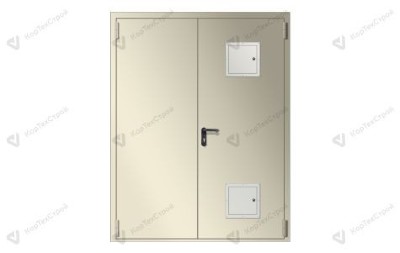 Противопожарная двупольная дверь Ei-60 с двумя стыковочными узлами