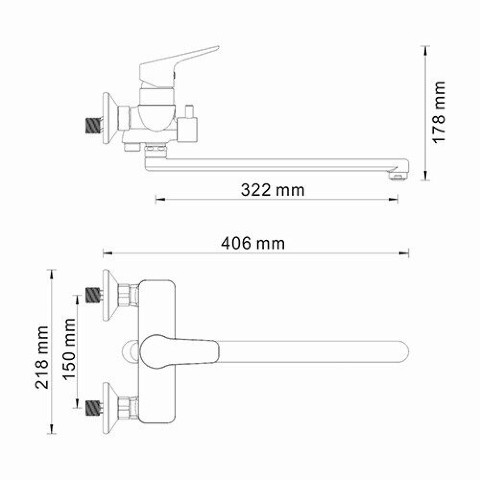 Смеситель для ванны с длинным изливом Lippe арт. 4502L