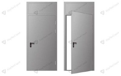 Однопольная противопожарная дверь с фрамугой Ei-60 ДПМ-1